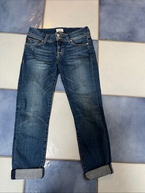 Hudson Cropped Jeans Medium Blue Denim Straight Waistband Jeans